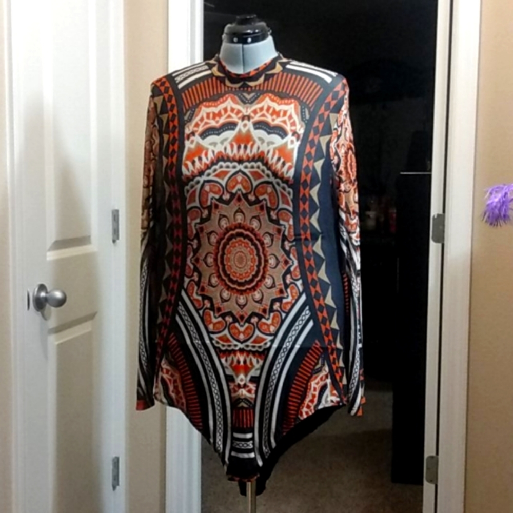 Sheer bodysuit, autumn colors, plus!
